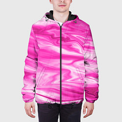 Куртка с капюшоном мужская Розовая мраморная текстура, цвет: 3D-черный — фото 2