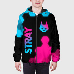 Куртка с капюшоном мужская Stray: Neon Gradient, цвет: 3D-черный — фото 2