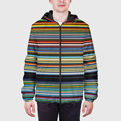 Куртка с капюшоном мужская Абстрактное множество разноцветных линий, цвет: 3D-черный — фото 2