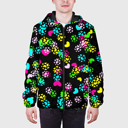 Куртка с капюшоном мужская Весна в сердцах на черном фоне, цвет: 3D-черный — фото 2