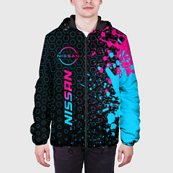 Куртка с капюшоном мужская Nissan - neon gradient, цвет: 3D-черный — фото 2