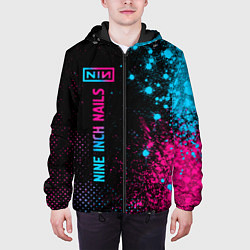 Куртка с капюшоном мужская Nine Inch Nails - neon gradient, цвет: 3D-черный — фото 2