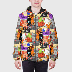 Куртка с капюшоном мужская Котики-такие котики, цвет: 3D-черный — фото 2