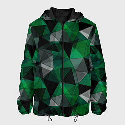 Куртка с капюшоном мужская Зеленый, серый и черный геометрический, цвет: 3D-черный