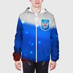 Куртка с капюшоном мужская Герб России Blue, цвет: 3D-белый — фото 2