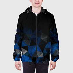 Куртка с капюшоном мужская Черно-синий геометрический, цвет: 3D-черный — фото 2