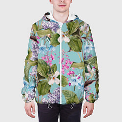 Куртка с капюшоном мужская Цветы Цветущая Сирень, цвет: 3D-белый — фото 2