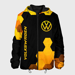 Куртка с капюшоном мужская Volkswagen - gold gradient: символ и надпись верти, цвет: 3D-черный