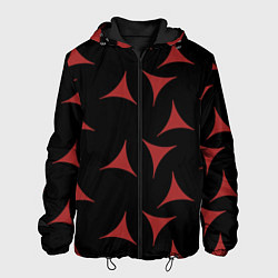 Куртка с капюшоном мужская Red Stars - Красные треугольные объекты в чёрном п, цвет: 3D-черный