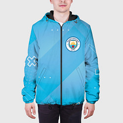 Куртка с капюшоном мужская Manchester city Голубая абстракция, цвет: 3D-черный — фото 2