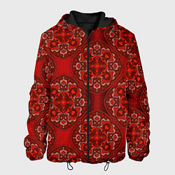 Куртка с капюшоном мужская Красные абстрактные круглые узоры, цвет: 3D-черный