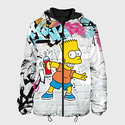 Куртка с капюшоном мужская Барт Симпсон на фоне стены с граффити, цвет: 3D-черный