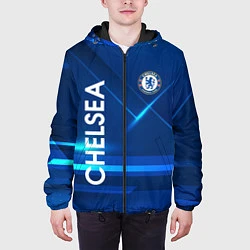 Куртка с капюшоном мужская Chelsea Синяя абстракция, цвет: 3D-черный — фото 2
