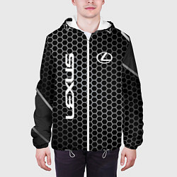 Куртка с капюшоном мужская Lexus соты карбон, цвет: 3D-белый — фото 2