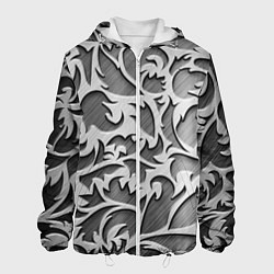 Куртка с капюшоном мужская Растительный орнамент - резьба по дереву, цвет: 3D-белый