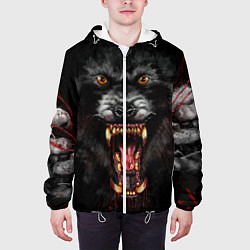 Куртка с капюшоном мужская Злой волк с открытой пастью, цвет: 3D-белый — фото 2