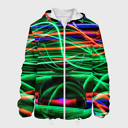 Куртка с капюшоном мужская Абстрактное множество цветных линий, цвет: 3D-белый