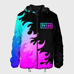 Куртка с капюшоном мужская Nine Inch Nails неоновый огонь, цвет: 3D-черный