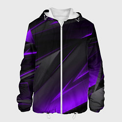 Куртка с капюшоном мужская Черно-фиолетовая геометрическая абстракция, цвет: 3D-белый