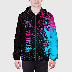 Куртка с капюшоном мужская Metallica - neon gradient: по-вертикали, цвет: 3D-черный — фото 2