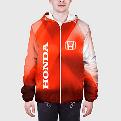 Куртка с капюшоном мужская Honda - красная абстракция, цвет: 3D-белый — фото 2