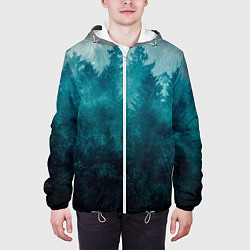 Куртка с капюшоном мужская Темный хвойный лес, цвет: 3D-белый — фото 2