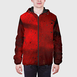 Куртка с капюшоном мужская Абстрактный красный дым и брызги тёмной краски, цвет: 3D-черный — фото 2