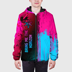 Куртка с капюшоном мужская Bring Me the Horizon - neon gradient: по-вертикали, цвет: 3D-черный — фото 2
