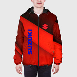 Куртка с капюшоном мужская Suzuki - абстракция, цвет: 3D-черный — фото 2