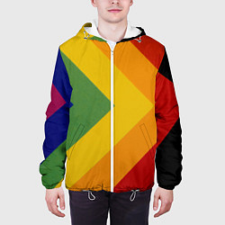Куртка с капюшоном мужская Абстрактные геометрические разноцветные треугольны, цвет: 3D-белый — фото 2