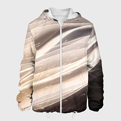 Куртка с капюшоном мужская Абстрактные волны и огни бесконечности, цвет: 3D-белый