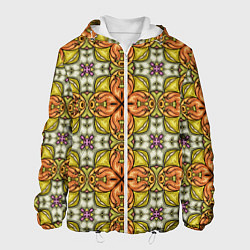 Куртка с капюшоном мужская Калейдоскоп - геометрия, цвет: 3D-белый