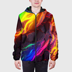 Куртка с капюшоном мужская Neon rainbow lava, цвет: 3D-черный — фото 2