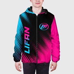 Куртка с капюшоном мужская Lifan - neon gradient: надпись, символ, цвет: 3D-черный — фото 2