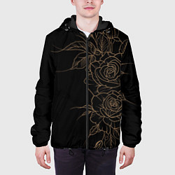 Куртка с капюшоном мужская Элегантные розы на черном фоне, цвет: 3D-черный — фото 2