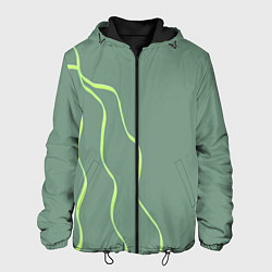 Мужская куртка Абстрактные зеленые линии на фоне цвета хаки