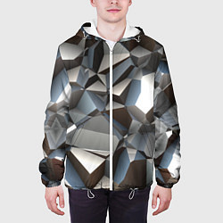 Куртка с капюшоном мужская Полигональная скальная текстура - объём, цвет: 3D-белый — фото 2
