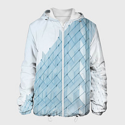 Куртка с капюшоном мужская Абстрактный стеклянный мир, цвет: 3D-белый