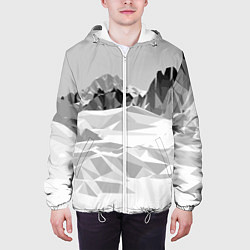 Куртка с капюшоном мужская Полигональные стилизованные горы - вершина, цвет: 3D-белый — фото 2