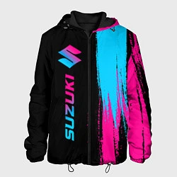 Куртка с капюшоном мужская Suzuki - neon gradient: по-вертикали, цвет: 3D-черный