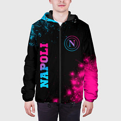 Куртка с капюшоном мужская Napoli - neon gradient: надпись, символ, цвет: 3D-черный — фото 2