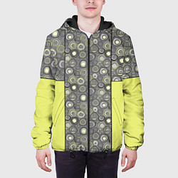 Куртка с капюшоном мужская Абстрактный узор с неоновыми вставками, цвет: 3D-черный — фото 2