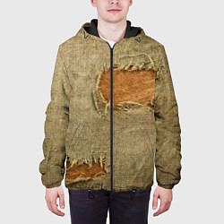 Куртка с капюшоном мужская Старая рваная мешковина - авангард, цвет: 3D-черный — фото 2