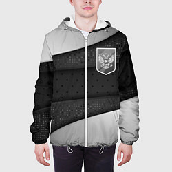 Куртка с капюшоном мужская Черно-белый герб России, цвет: 3D-белый — фото 2