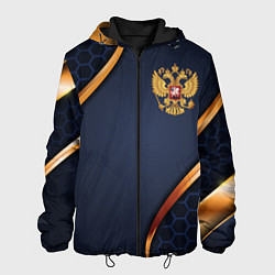 Куртка с капюшоном мужская Blue & gold герб России, цвет: 3D-черный