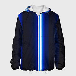 Куртка с капюшоном мужская Неоновое синее свечение, цвет: 3D-белый