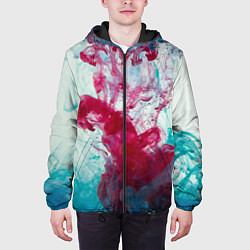 Куртка с капюшоном мужская Абстрактный красочный дым, цвет: 3D-черный — фото 2