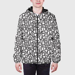 Куртка с капюшоном мужская Алфавит гранж, цвет: 3D-черный — фото 2