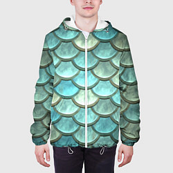 Куртка с капюшоном мужская Рыбья чешуя, цвет: 3D-белый — фото 2