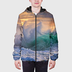 Куртка с капюшоном мужская Штормовая волна, накатывающая на берег, цвет: 3D-черный — фото 2